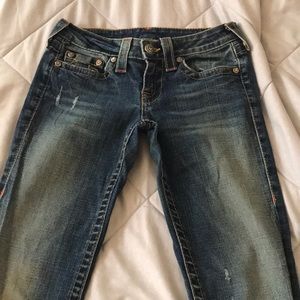 True Religion distressed bootleg jeans
